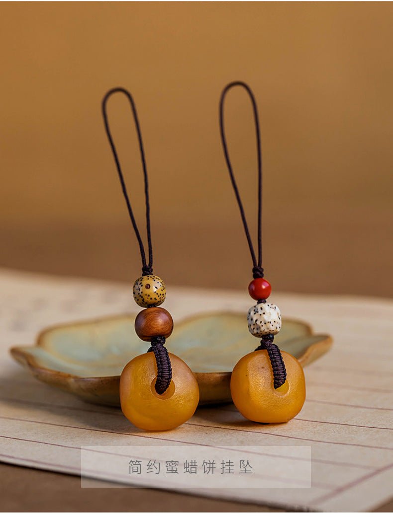 Beeswax Cookie Pendant Keychain - 15mm Handcrafted Phone, Bag Charm & USB Keychain | Unisex Gift - STAR8S