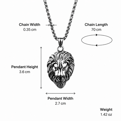 Men's Lion Head Pendant Necklace Stainless Steel Hip Hop Box Chain Vintage Punk Rock Biker Jewelry Gift for Men Male Accessories