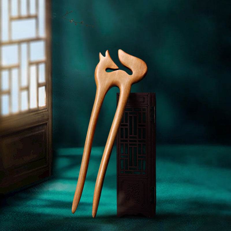Black Sandalwood Handmade Hairpin for Vintage & Modern Styling - STAR8S