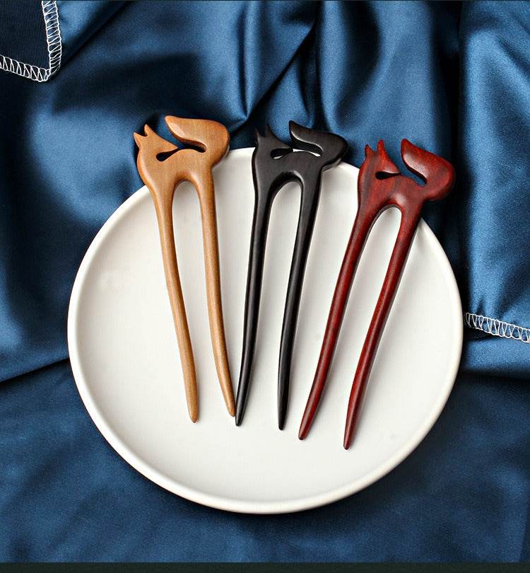 black sandalwood handmade hairpin for vintage & modern styling - star8s