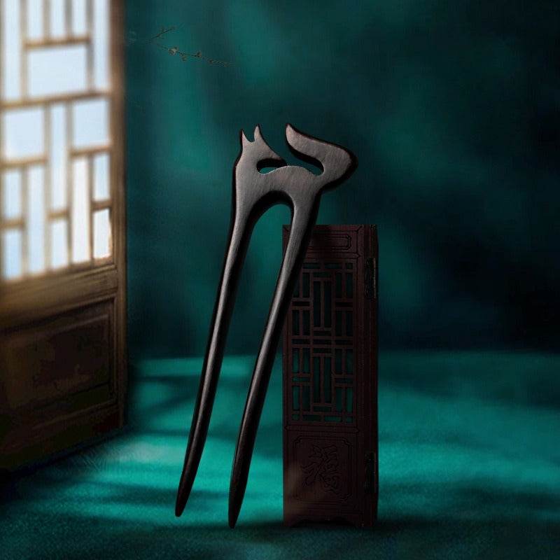 Black Sandalwood Handmade Hairpin for Vintage & Modern Styling - STAR8S