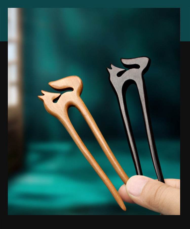 black sandalwood handmade hairpin for vintage & modern styling - star8s