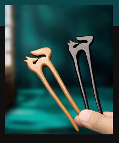 Black Sandalwood Handmade Hairpin for Vintage & Modern Styling - STAR8S