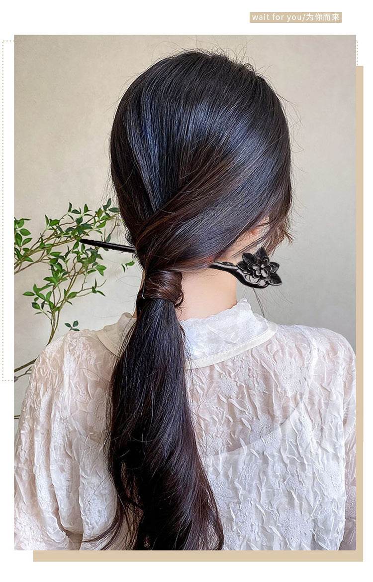Black Sandalwood Handmade Hairpin for Vintage Style - STAR8S