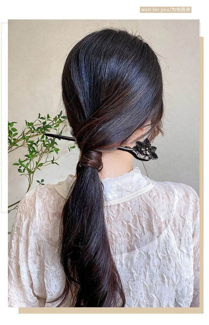 Black Sandalwood Handmade Hairpin for Vintage Style - STAR8S