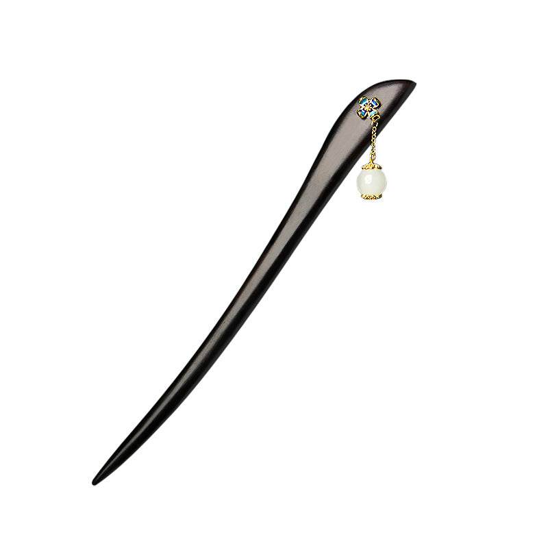 Black Sandalwood New Chinese Vintage Hairpin Premium Bun Accessory Gift - STAR8S