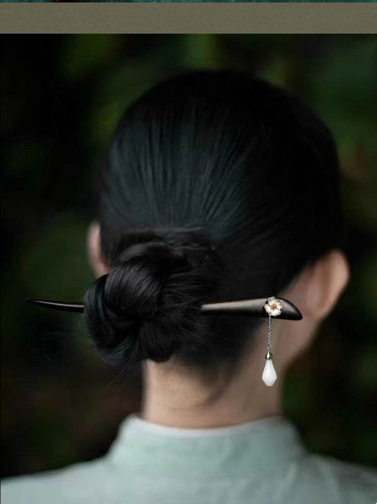 black sandalwood premium vintage hairpin for hanfu qipao gift girlfriend - star8s
