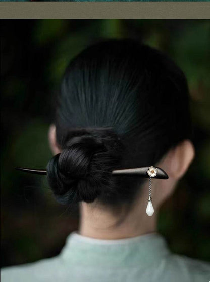 Black Sandalwood Premium Vintage Hairpin for Hanfu Qipao Gift Girlfriend - STAR8S