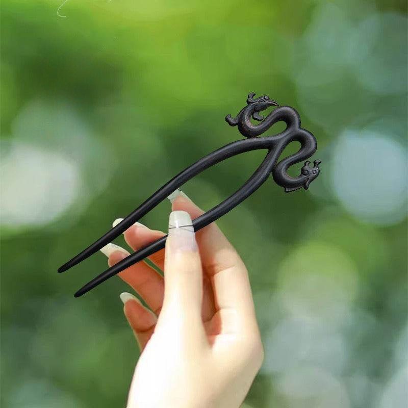 Black Sandalwood Vintage Carved Hairpin Handmade Bun Gift Choice - STAR8S