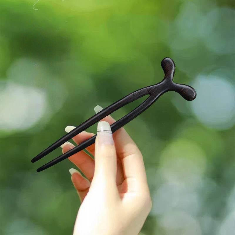 Black Sandalwood Vintage Carved Hairpin Handmade Bun Gift Choice - STAR8S