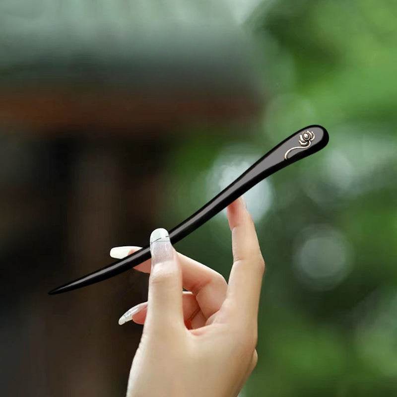 black sandalwood vintage tassel hairpin for hanfu and gift giving - star8s