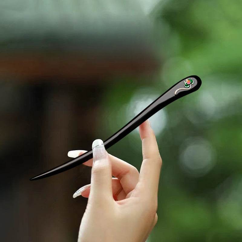 Black Sandalwood Vintage Tassel Hairpin for Hanfu and Gift Giving - STAR8S