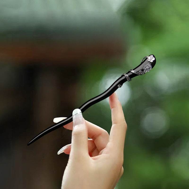 Black Sandalwood Vintage Tassel Hairpin for Hanfu and Gift Giving - STAR8S