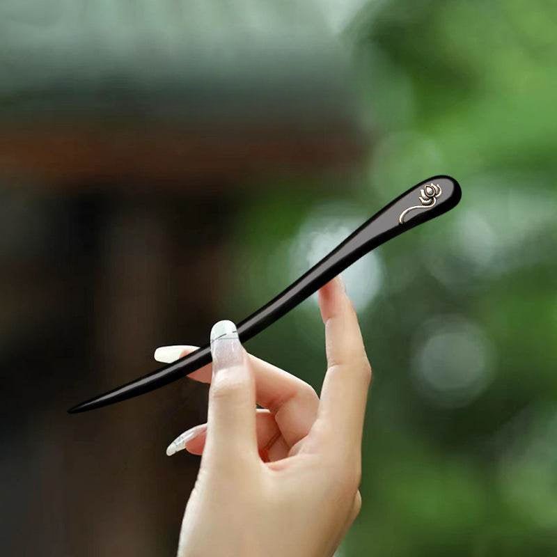black sandalwood vintage tassel hairpin for hanfu and gift giving - star8s
