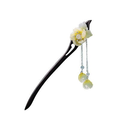 Black Sandalwood Vintage Tassel Hairpin for Hanfu Premium Bun Accessory - STAR8S