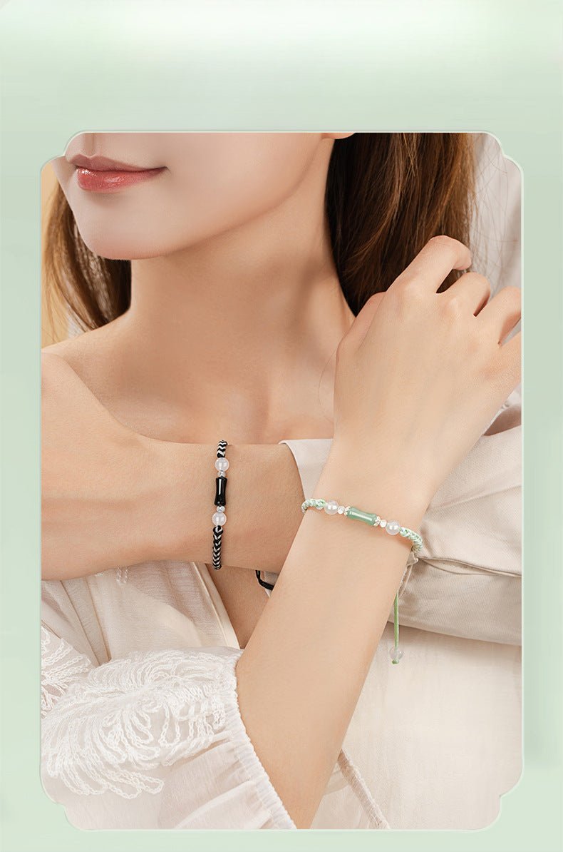 blessed red bracelet string: 925 silver bamboo joint agate | star8s