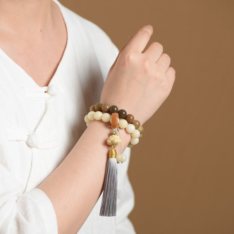 Bodhi Root Gradient 11MM Beaded Bracelet | Handheld Buddha Beads | Ethnic Style for Men & Women - STAR8S