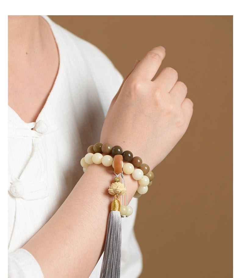 Bodhi Root Gradient 11MM Beaded Bracelet | Handheld Buddha Beads | Ethnic Style for Men & Women - STAR8S
