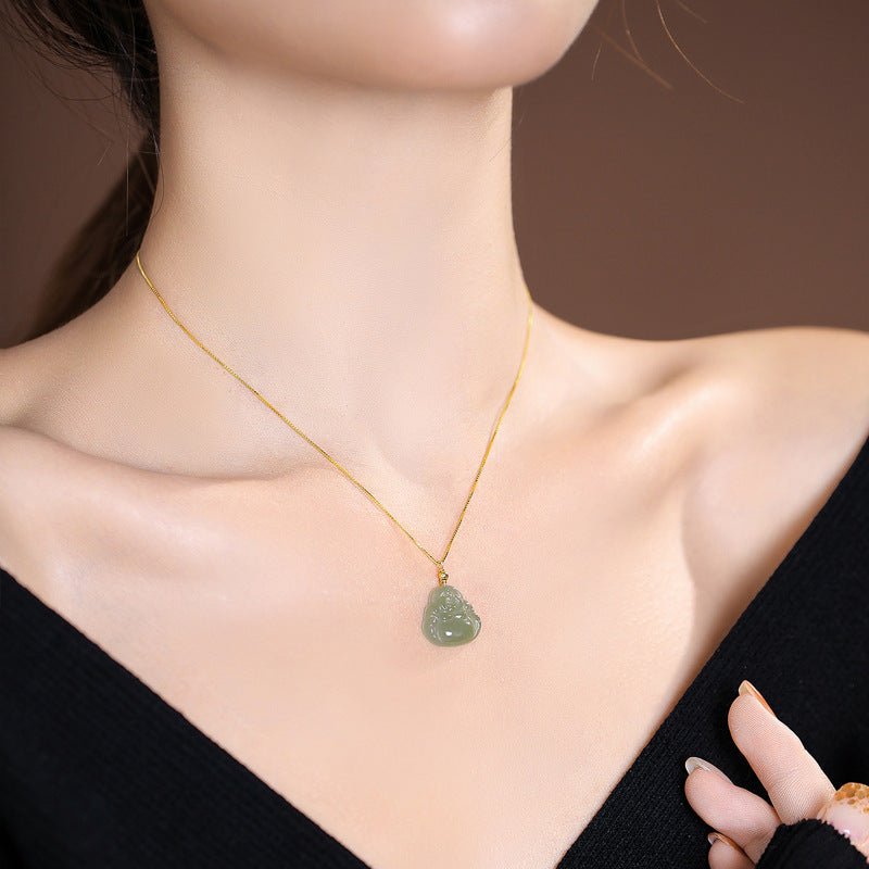 Buddha Necklace – S925 Silver Chain with Hetian Jade Pendant for Women - STAR8S
