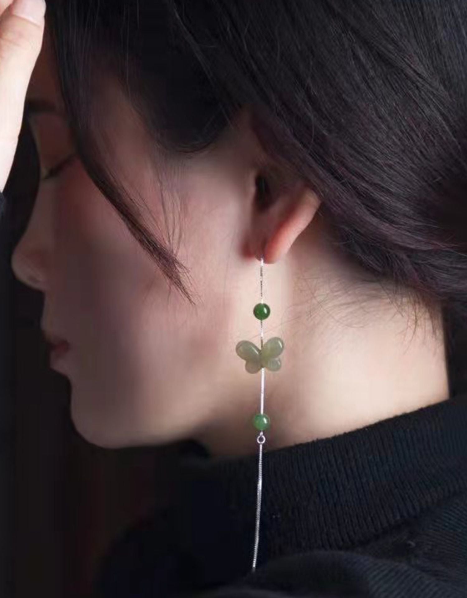 Butterfly Jade Earrings: Hetian 925 Silver Gift | STAR8S