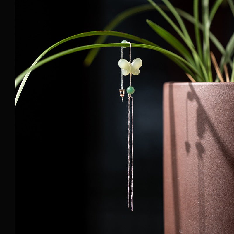 butterfly jade earrings: hetian 925 silver gift | star8s