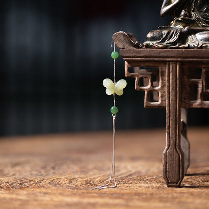 Butterfly Jade Earrings: Hetian 925 Silver Gift | STAR8S
