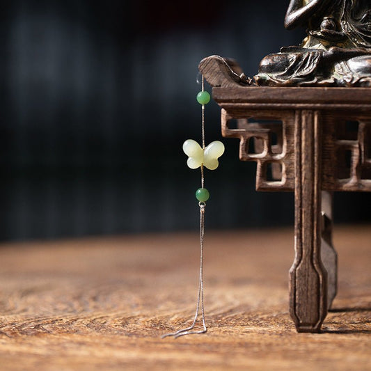 Butterfly Jade Earrings: Hetian 925 Silver Gift | STAR8S