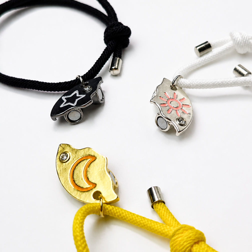 matching friendship bracelets for 3 best friends magnetic sun moon star pendant braided cord bracelet set sweet trio bff graduation back to school birthday gift for teen girls pack of 3