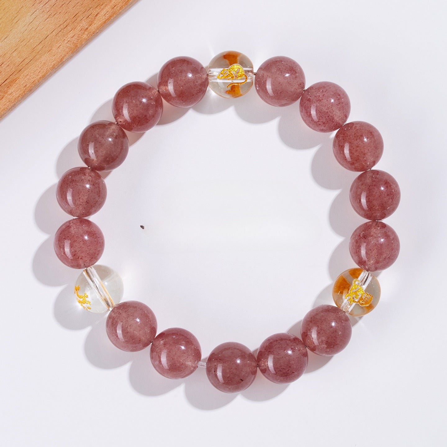 chinese zodiac strawberry quartz bracelet for women – natural crystal beaded bracelet - star8s