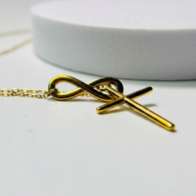 stainless steel infinity cross necklace for women gold tone infinity loop cross pendant lariat necklace religious faith christian jewelry elegant y necklace gift for her