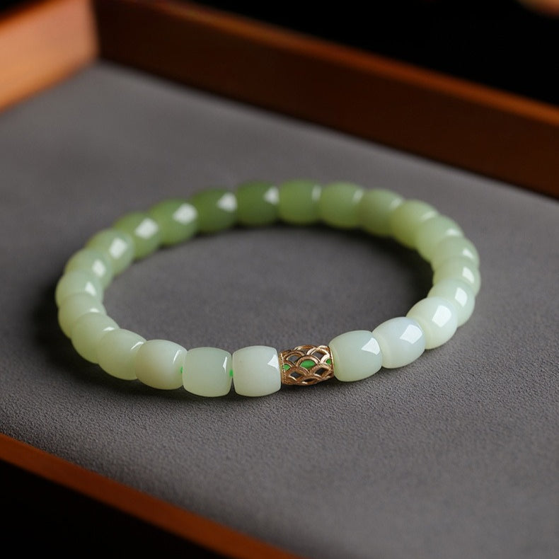 natural hetian jade beaded bracelet for women - gradual green ombre design - star8s