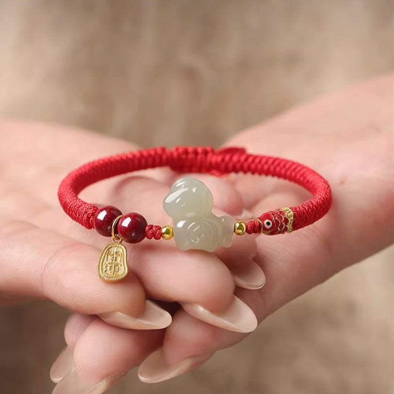 chinese zodiac horse jade red string bracelet – 2026 year of the horse hetian for women & men - star8s