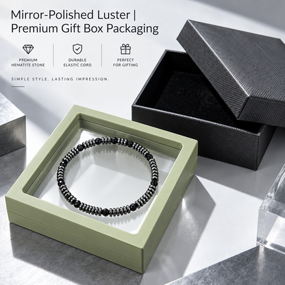 Men's Black Heidan Stone Beaded Bracelet with Disc Spacers and Faceted Beads