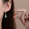 Cartoon Santa and Christmas Tree Earrings with Pearls – Cute Holiday Earrings for Women