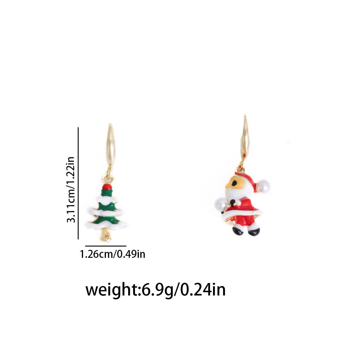 cartoon santa and christmas tree earrings with pearls – cute holiday earrings for women - star8s