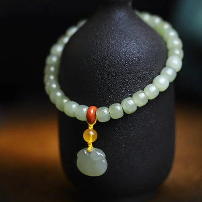 Natural Hetian Jade Single Strand Bracelet