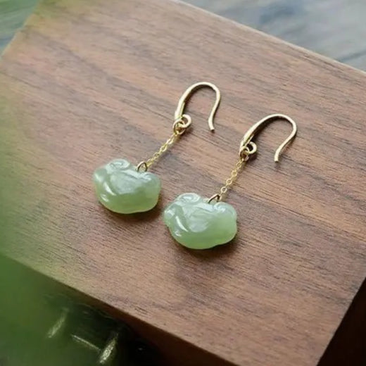antique jade earrings: hetian auspicious clouds 925 silver