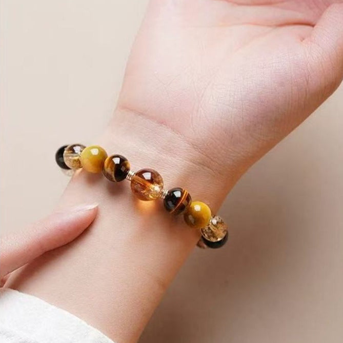 tiger eye citrine crystal bracelet for women – natural black gold super seven energy bracelet - star8s