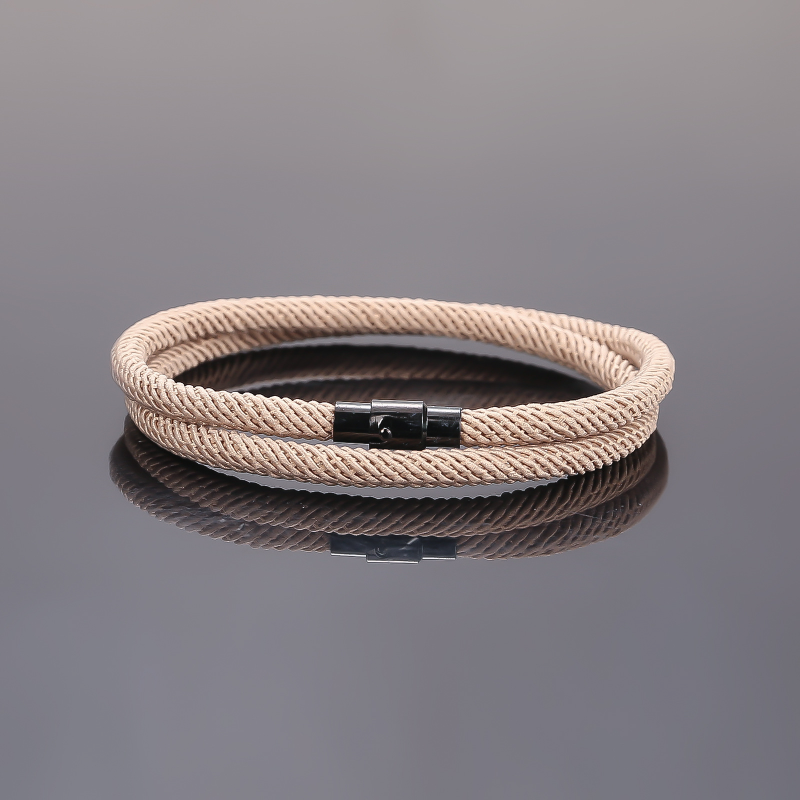 men's double wrap bracelet navy blue milan rope cord wristband matte black alloy magnetic clasp unisex minimalist surf beach nautical jewelry layering cuff