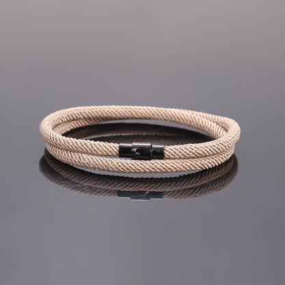 Men's Double Wrap Bracelet Navy Blue Milan Rope Cord Wristband Matte Black Alloy Magnetic Clasp Unisex Minimalist Surf Beach Nautical Jewelry Layering Cuff