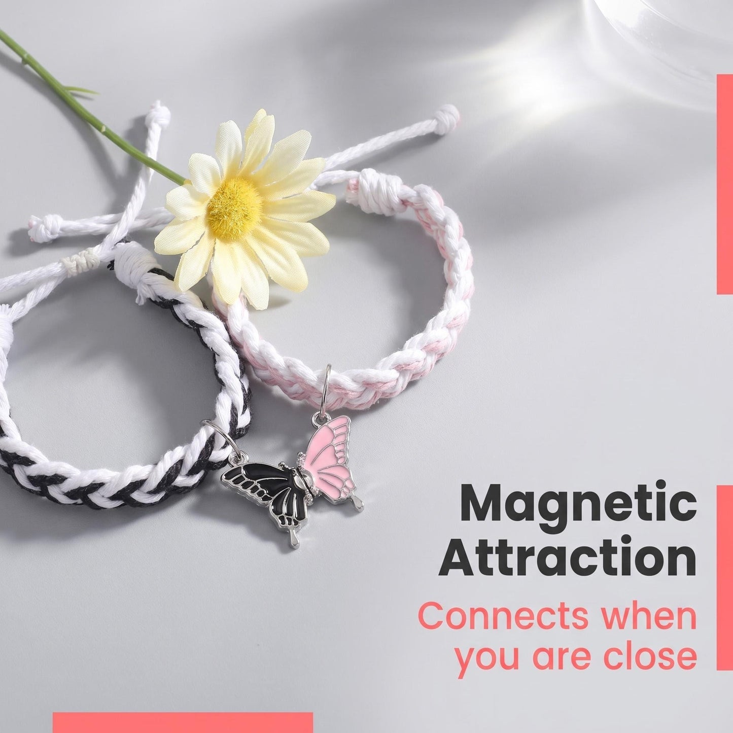 magnetic butterfly couple bracelets for boyfriend and girlfriend adjustable braided rope matching relationship bracelets long distance friendship jewelry gift set