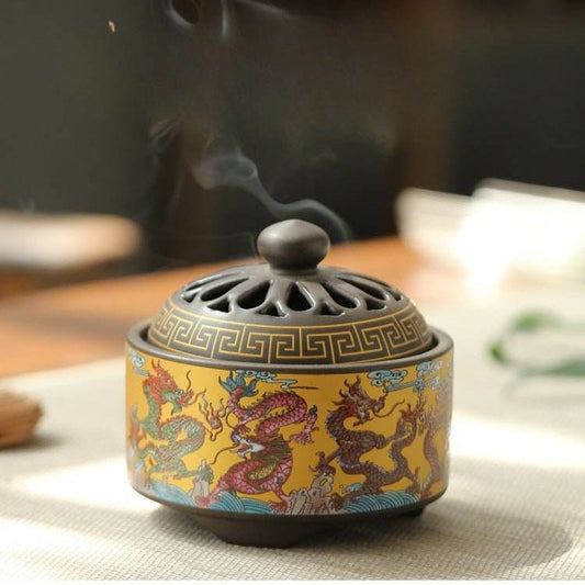 Ceramic incense burner handicraft ornament home room enamel color - STAR8S - STAR8S