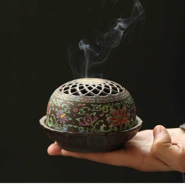 Ceramic incense burner handicraft ornament home room enamel color - STAR8S - STAR8S