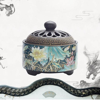 Ceramic incense burner handicraft ornament home room enamel color - STAR8S - STAR8S