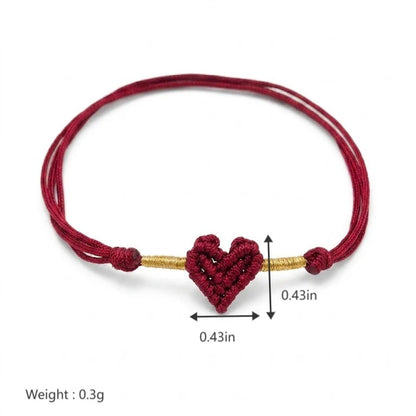 Handmade Red String Bracelet for Women Men Red Thread Lucky Protection Amulet Braided Rope Bracelet with Woven Heart Charm Couples Friendship Relationship Matching Jewelry Gift