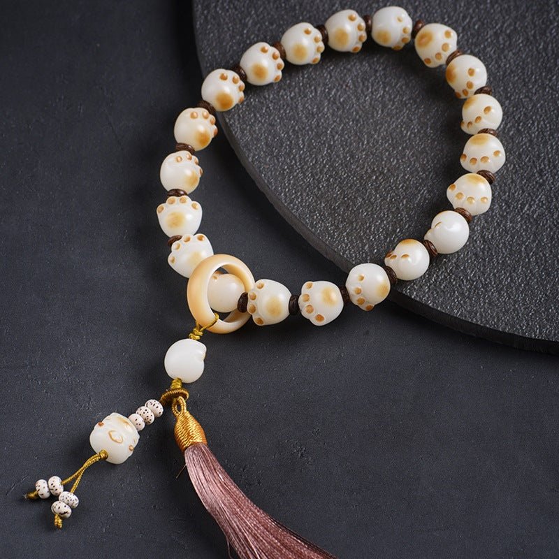 Charcoal - Burned Cat Paw Bodhi Beads Bracelet - STAR8S