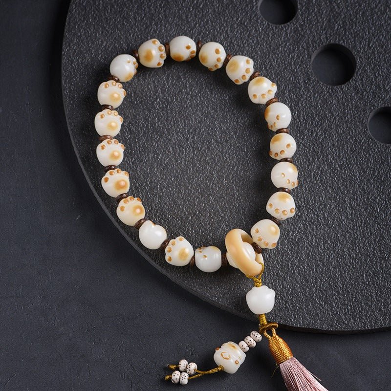 Charcoal - Burned Cat Paw Bodhi Beads Bracelet - STAR8S