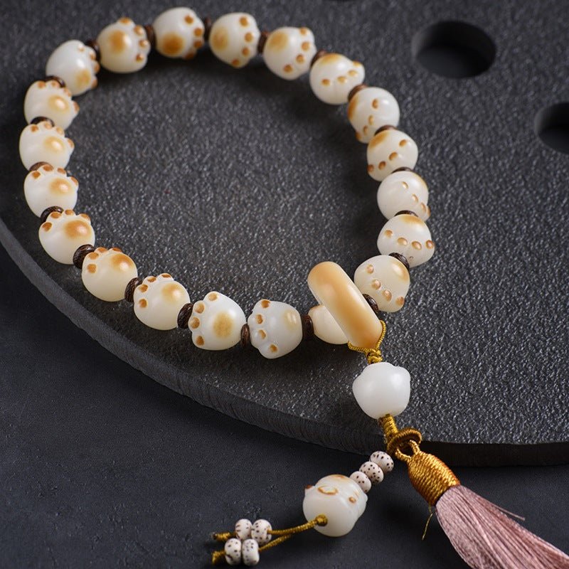Charcoal - Burned Cat Paw Bodhi Beads Bracelet - STAR8S