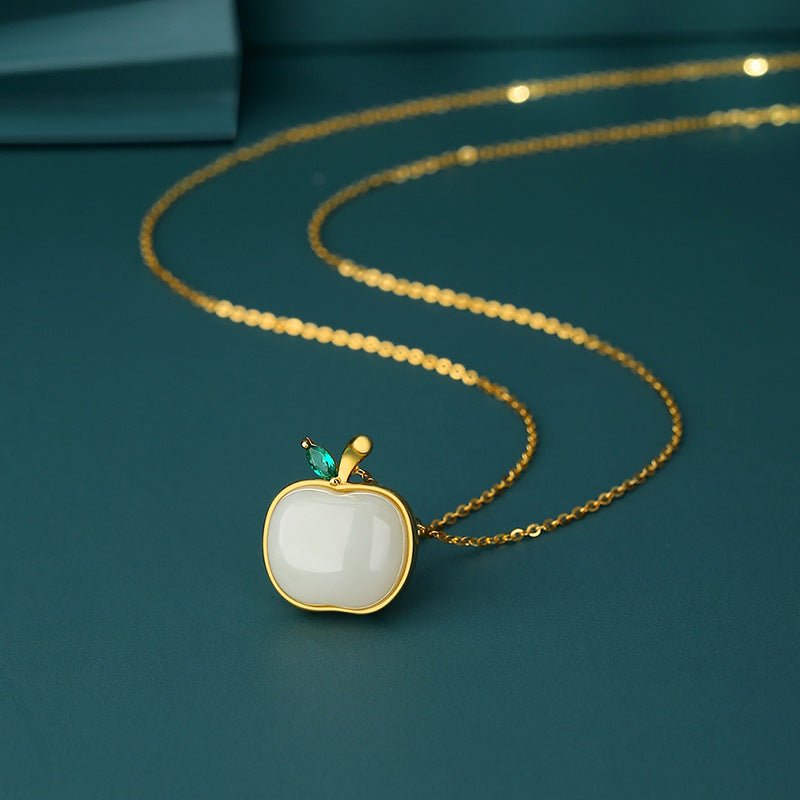 Charming Apple Jade Necklace: Peace Fruit Hetian Jade S925 Silver | STAR8S