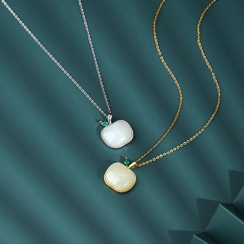 Charming Apple Jade Necklace: Peace Fruit Hetian Jade S925 Silver | STAR8S